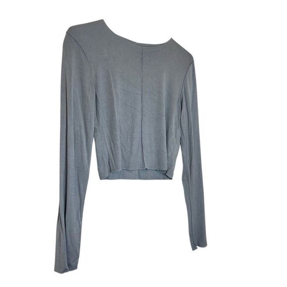 ZARA Crew Neck Long Sleeve Knitted Pullover Crop Top Gray Size Large - Picture 3 of 5